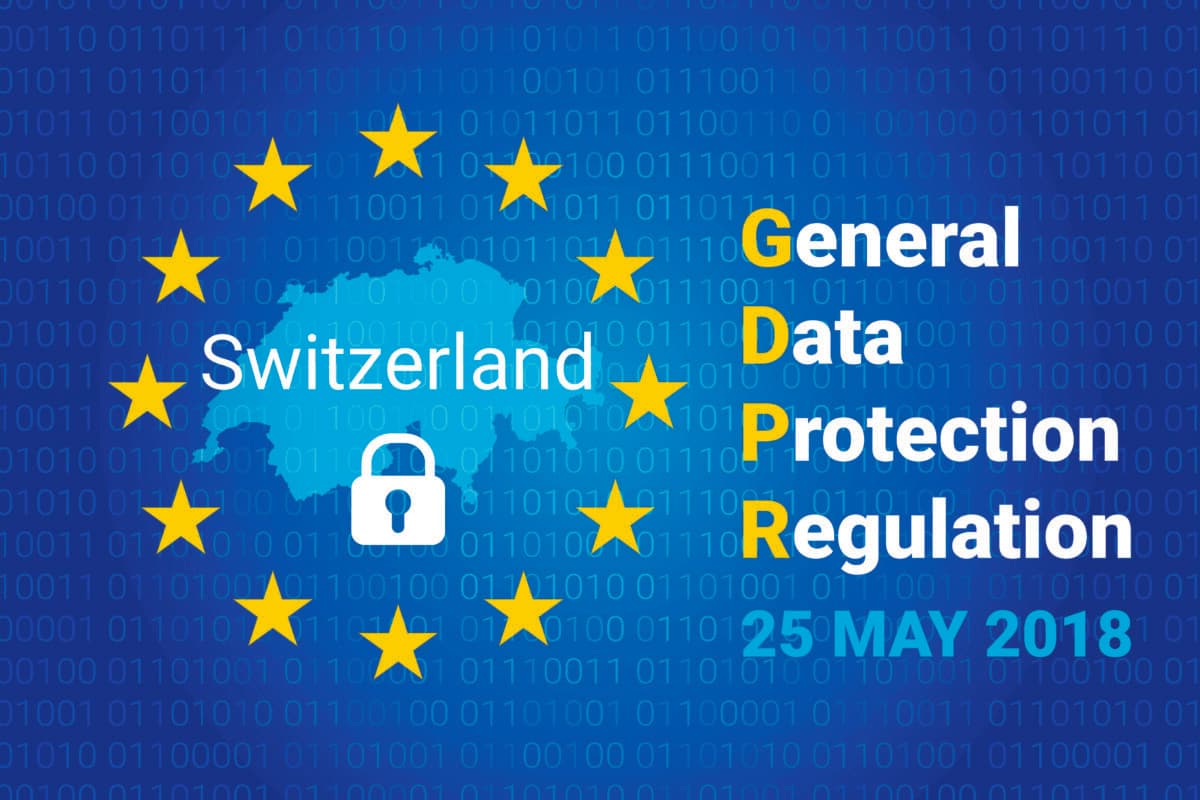 GDPR &#8211; General Data Protection Regulation. Map of Switzerland, EU flag. vector