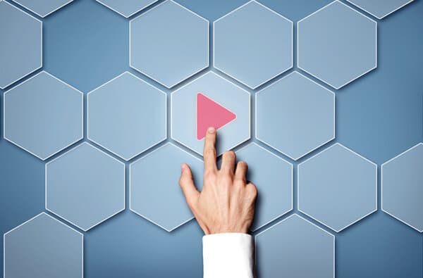 Business man and touch screen button PLAY/ Touch screen concept (Click for more)