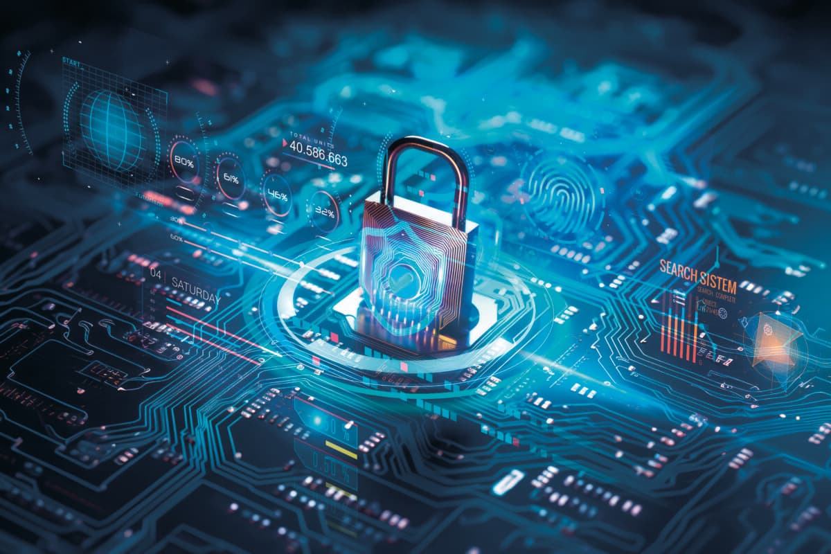 sichere Verbindung oder Cybersicherheitsdienstkonzept von Compute Mo